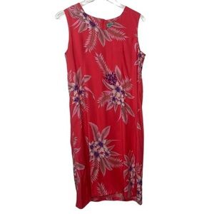 New Tropical Pink Floral Sleeveless Lightweight Sheath Dress Summer Vacation